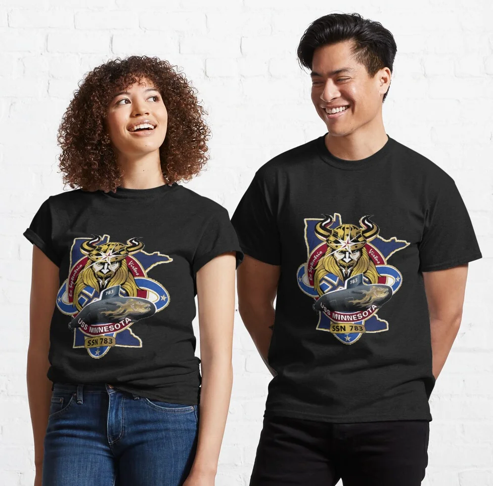 

USS Virginia-class Minnesota SSN-783 Attack Submarine T Shirt New 100% Cotton Short Sleeve O-Neck T-shirt Casual Mens Top