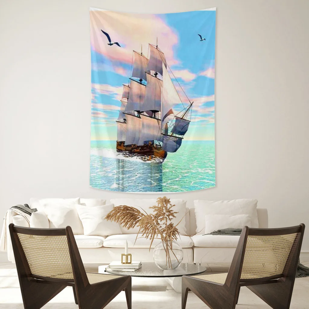 

Sailing-pattern Large Fabric Wall Covering Meme Tapestry Aesthetic Bedroom Decor Carpet Background Cloth Yoga Mats