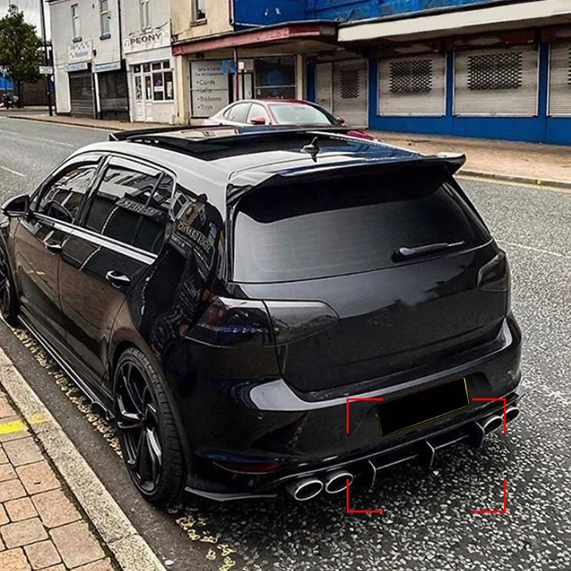 6X для Golf 7R 7 R 2013-2016 глянцевый черный рассеиватель заднего бампера