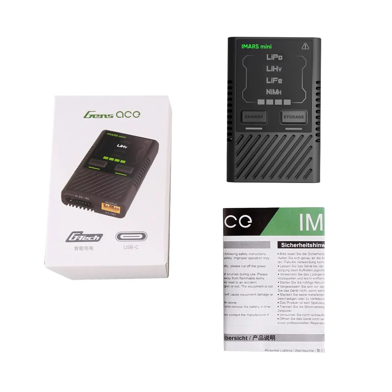 Gens Ace IMARS mini Balance Charger 2-4S Lipo Battery Smart Charging G-TECH для LiHv LiFe NiMH QC PD USB-C RC FPV Drone