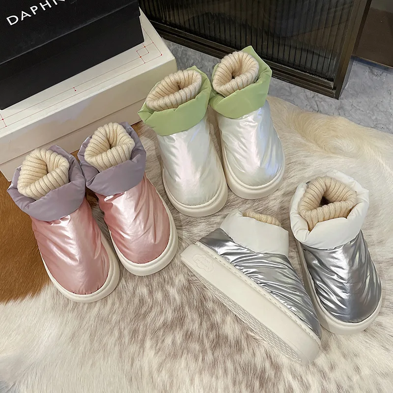 

Fashion Women Ankle Boots Warm Down Winter Boots for Women 2022 PU Waterproof Warm Plush Cotton Shoes Thick Bottom Boots Female