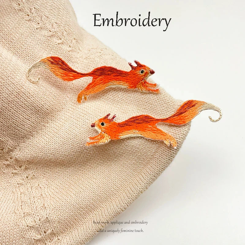 

Patches for Clothing Cute Sewing Embroidered DIY Sticker Badge Squirrel Iron-On Jeans T-Shirt Bags Colorful Small Chinese