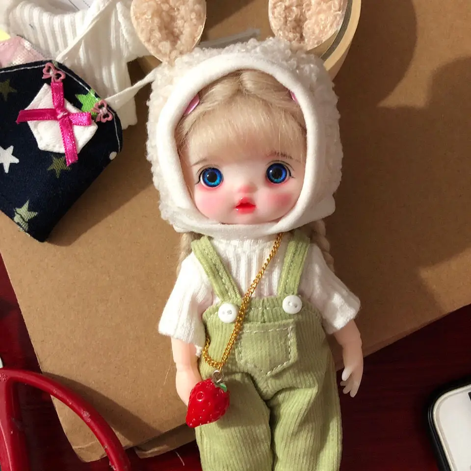 

16Cm Ob11 Nendoroid Doll Girl 1/12 Bjd Handmade Makeup Doll Toys Cute 3D Eyes Dress Up Toy with Gift Box Children Birthday Gift