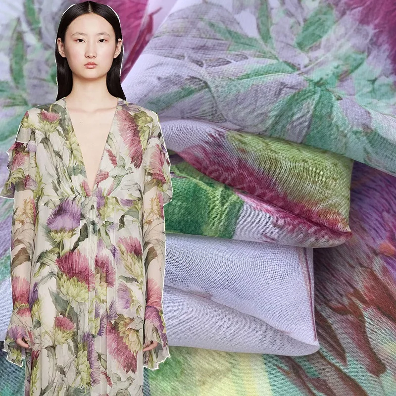 

2022 Brand Custom Printed Polyester Chiffon Fabric Cloth 145cm Width Children Scarf Parent-child Wear Sewing Fabric for Dress