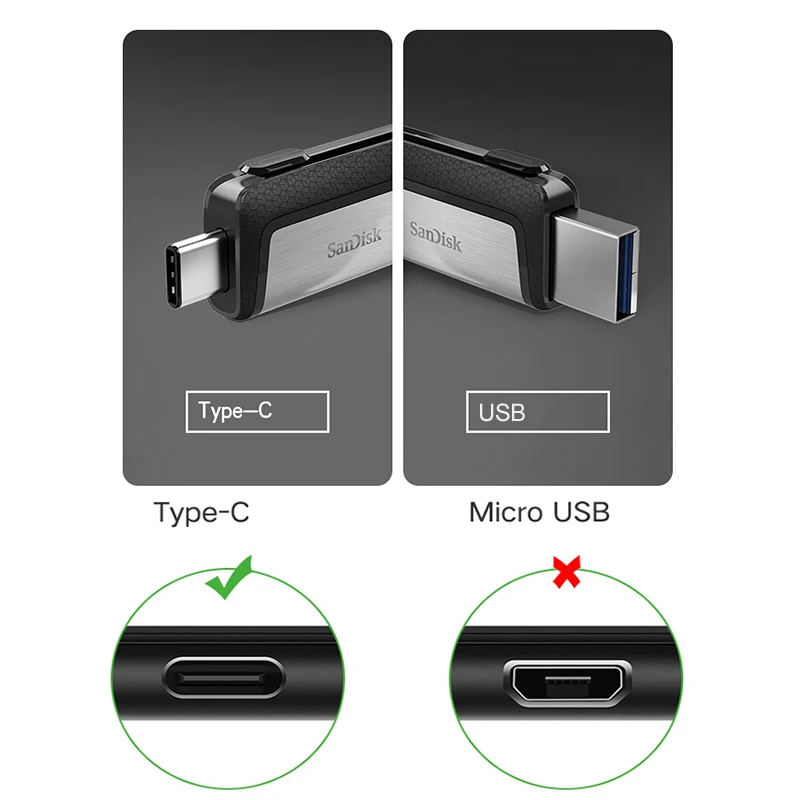 Двойной Флеш-накопитель Sandisk USB 3 1 128 ГБ Type c OTG флеш-накопитель 32 64 высокоскоростная
