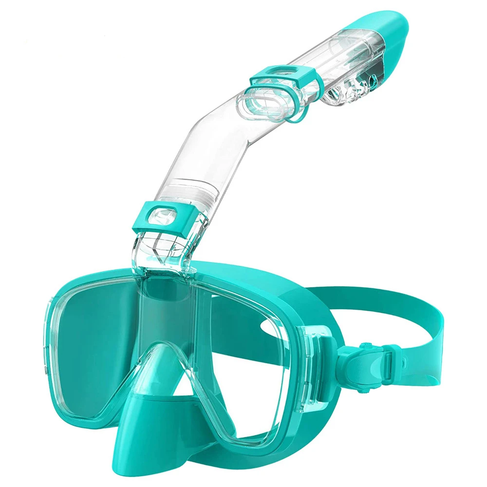 Diving Mask Foldable Anti-Fog Snorkel Mask Set with Full Dry Top System for Free Swim Professional Snorkeling Gear Adults Kids