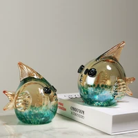 creative crystal glass fish sculpture craft gift home decoration accessories lucky fish modern living room desktop ornament