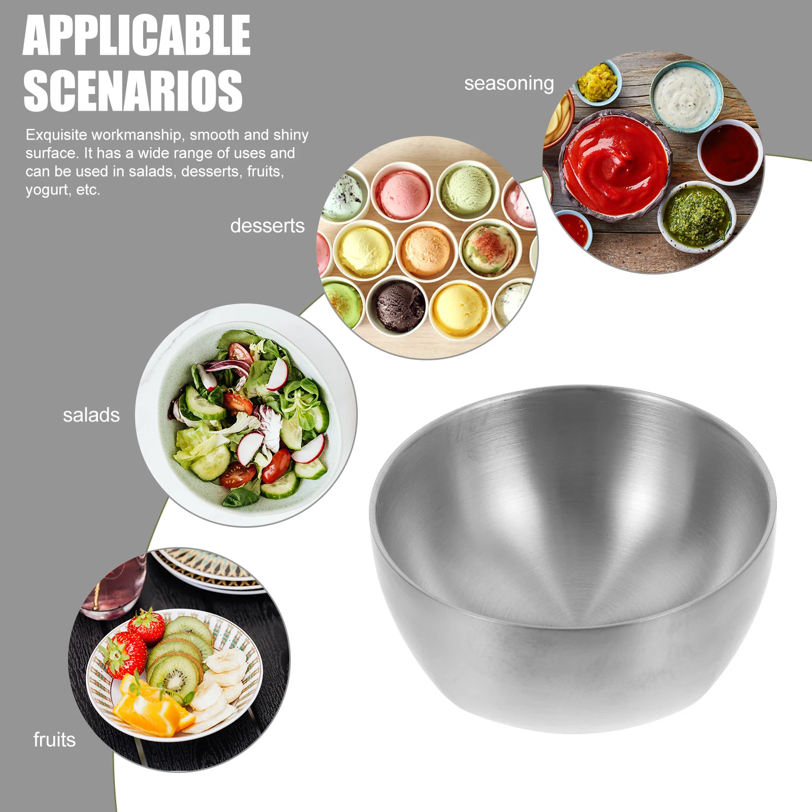

Bowl Bowls Steel Stainless Soup Metal Serving Cups Noodle Rice Double Salad Insulated Appetizer Snack Mixingprep Dish Ramen Wall