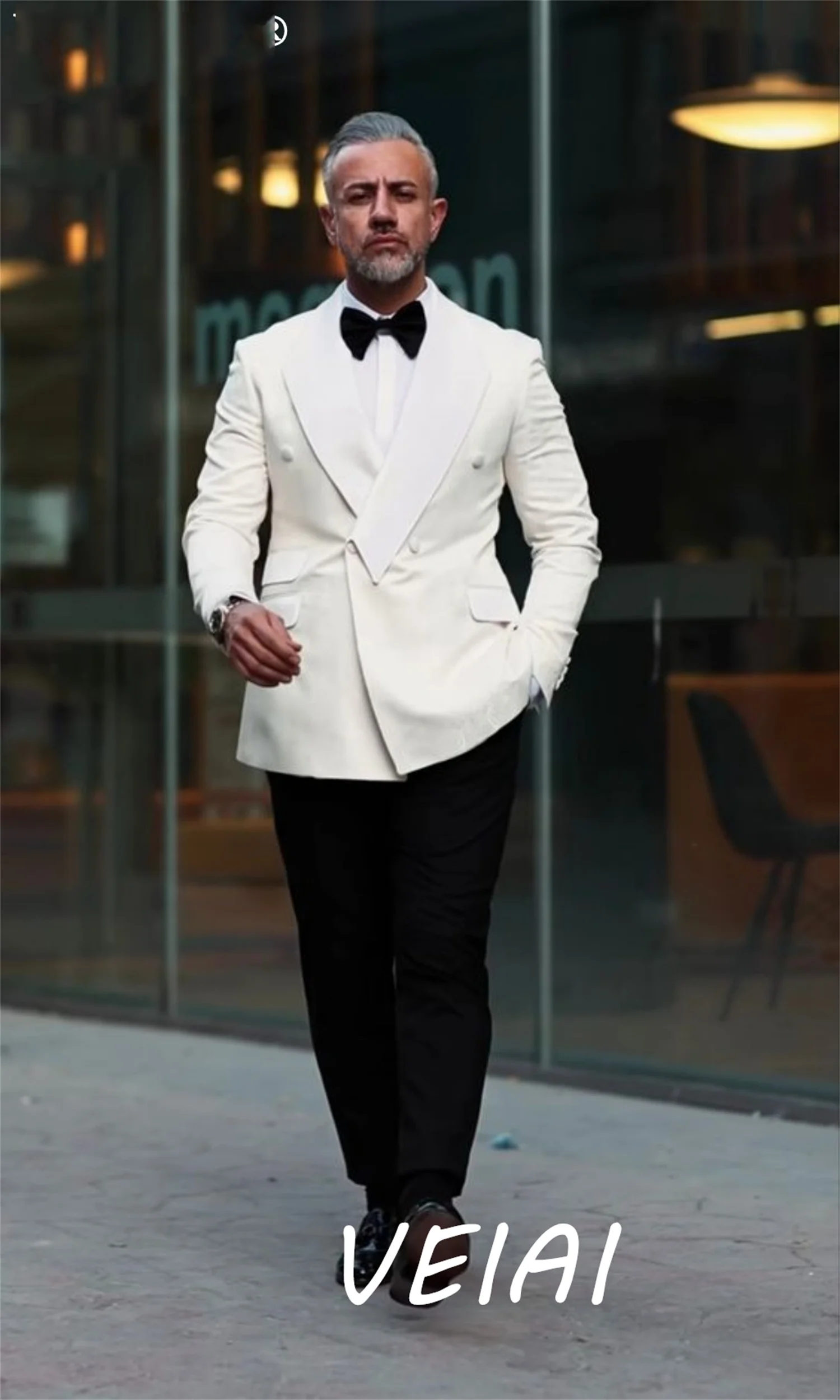 

Новые свадебные костюмы цвета слоновой кости для мужчин, двубортный Блейзер, смокинговая одежда для жениха, элегантные костюмы для мужчин, 2 предмета, пальто + брюки