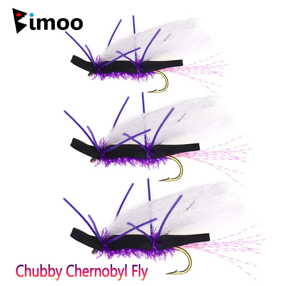 

Bimoo 6pcs #6 #8 #10 White Purple Chubby Chernobyl Fly Floating Foam Topwater Grasshopper Dry Fly Trout Bass Fishing Lures Baits