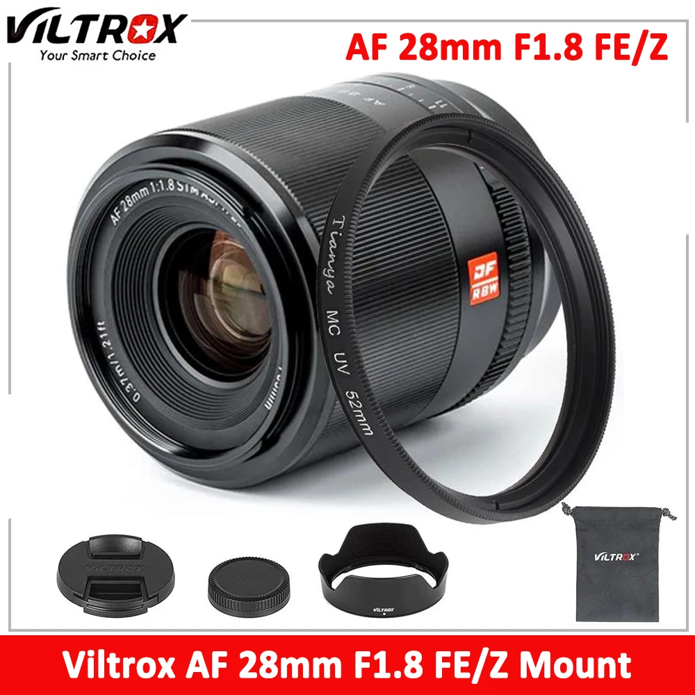 

Viltrox 28mm F1.8 Full Frame Auto Focus Wide Angle Prime Lens for Sony E Mount A7 A7R Nikon Z Mount Z5 Mirrorless Camera