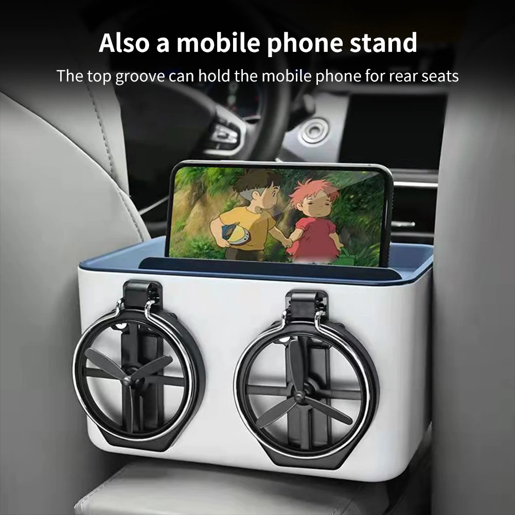 

Car Organizer Center Console Storage Box Holder Cup Holder with Lid Tissue for Back Row Stowing Tidying