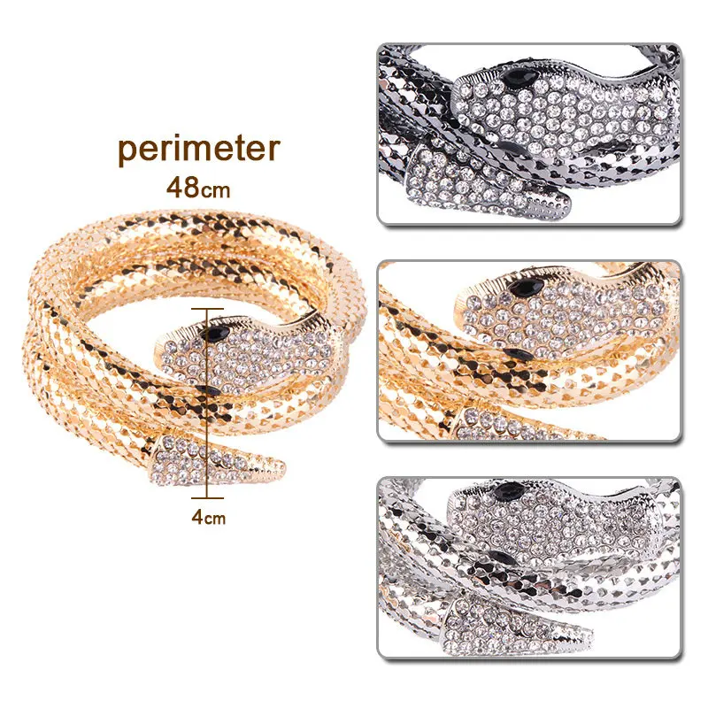

European American Punk Fashion Multi-layer Bracelet Exaggerated Metal Set Diamond Snake Bracelet Hand Ornaments