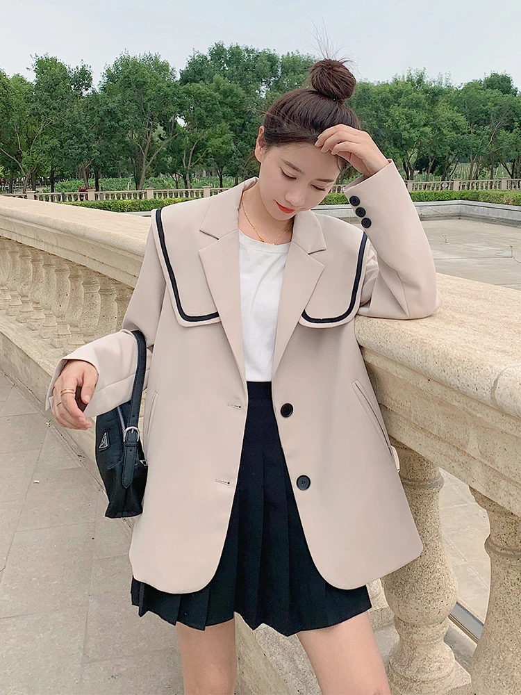 

Blazer Women Long Sleeves Loose Ladies Suit Jackets Spring Autumn New Preppy Style Women Clothing Street Women's Wear Coats