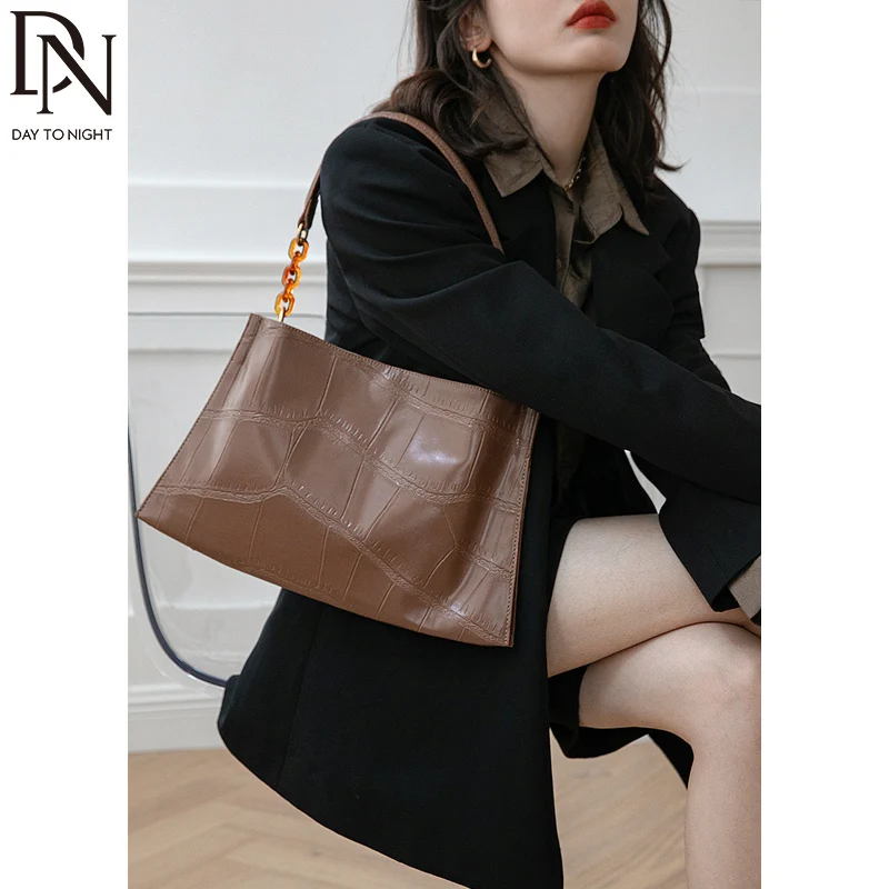 

DN Crocodile Pattern Tote Bags for Women Soft Thin Underarm Shoulder Bags Fashion Classic Large Capacity Handbags Ladies Purse