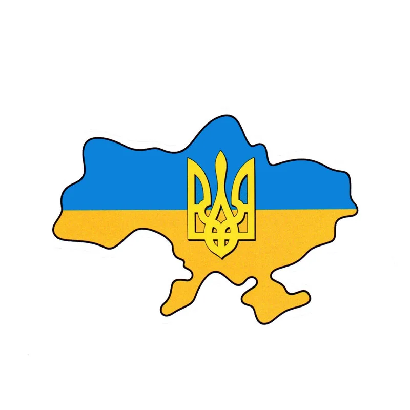 

1 PCS 14.9CM*10.3CM Ukraine Flag Trident Car Sticker Map Decal Ukrainian Car Accessories