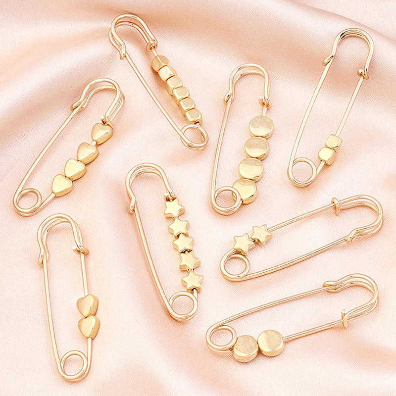 

1Pc Women's Clothing Brooch Set Pearl DIY Safety Pins Brooches for Women Lapel Pin Tightening Waist Pin Diy Accessories