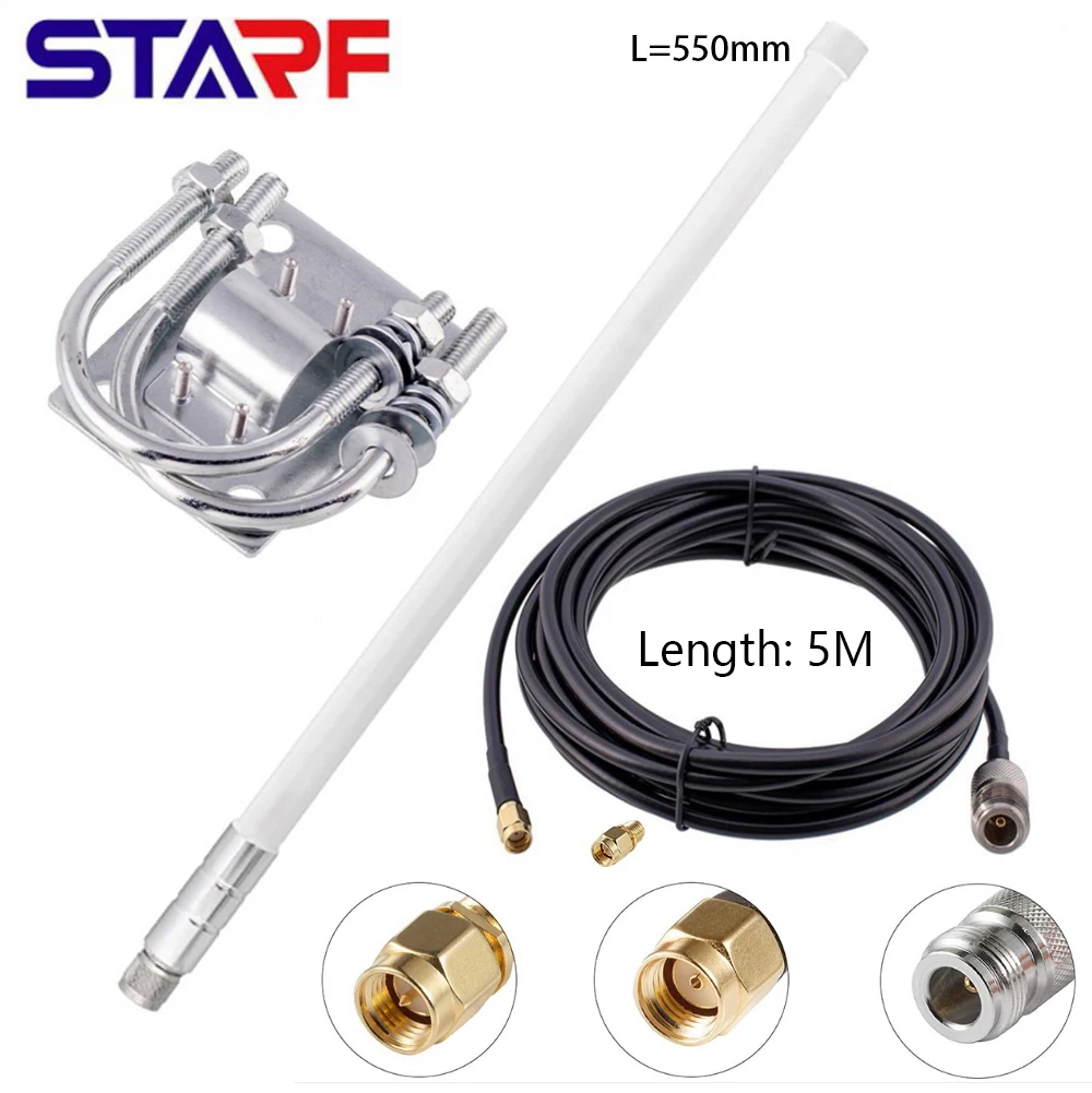 

STARF Antenna 12dBi 868MHz 915MHz Optimised Tuned Helium Omni Fiberglass N-Male Aerial 5m RG58 Cable FRP 55CM With Clip Code
