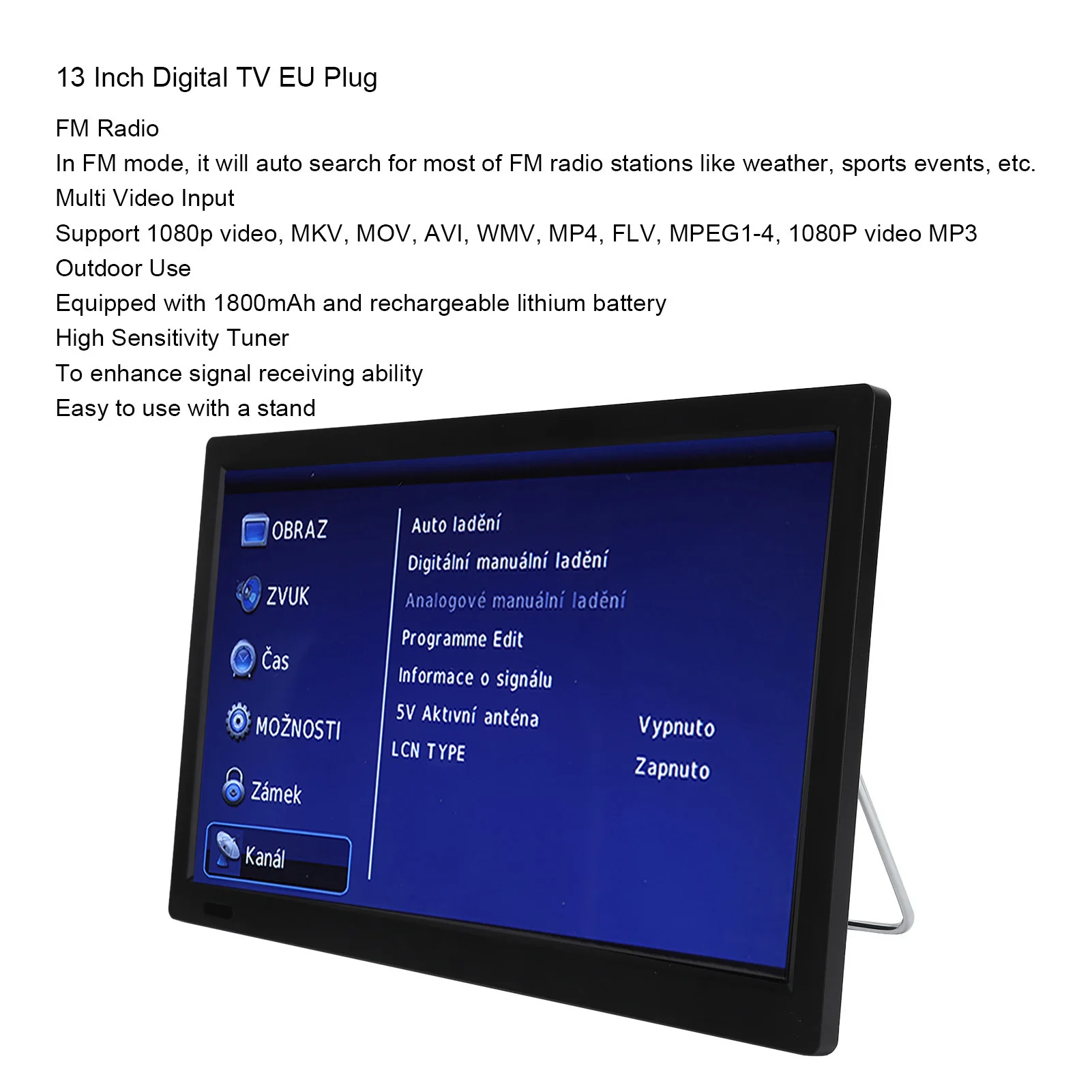LEADSTAR 13-дюймовый цифровой телевизор портативный с подставкой для дома автомобиля