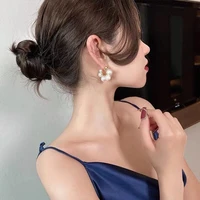 french style elegant pearl ear stud earrings round c shaped minimalist earrings for women fashion jewelry gift