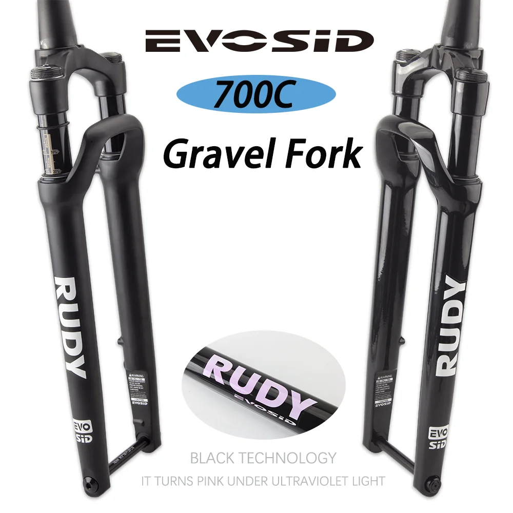 

EVOSID 700C Road Bike Fork Suspension 100*12MM Rock Shox Air And Oil Shock Absorber Tapered Off-road Disc Brake Fork Gravel Bike