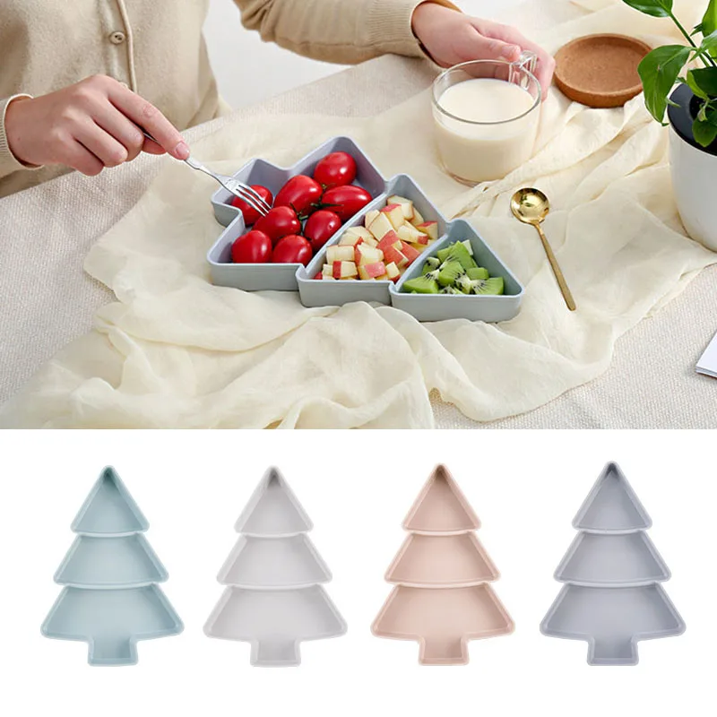 

Christmas Tree Shape Candy Snacks Nuts Dry Fruits Plastic Plate Dessert Serving Tray Breakfast Dishes Fruit Salad Bowl Tableware