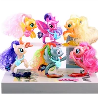my little pony 6pcs kawaii anime unicorn action figure dolls hasbro kids toys home accessories doll girls birthday gift