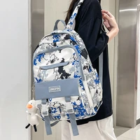 2022 fashion trend printed backpack large capacity multi pocket travel backpack fashion school backpack youth nylon bags women