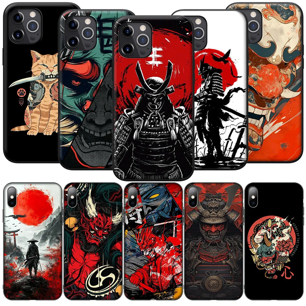 SA92 Japan Samurai Skeleton Skull Ninja Case for Samsung Galaxy A55 A51 A21S A24 A25 A13 A12 A11 M15 M55 A05 A05S