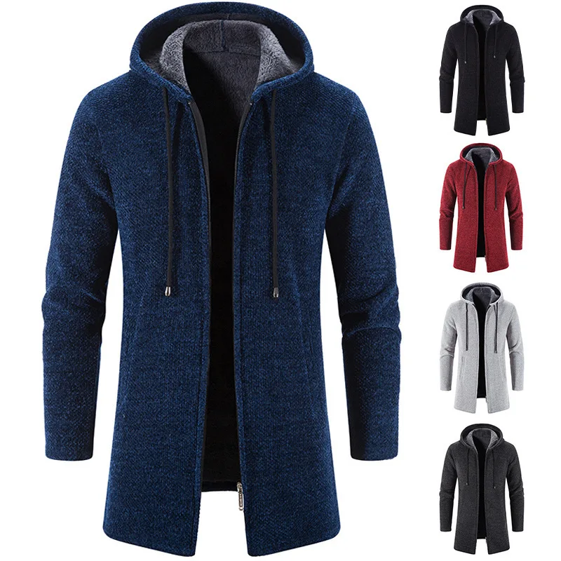 

New Autumn And Winter Cashmere Sweaters Warm Hooded Men's Cardigans Chenille Outer Sweater Coat Windbreaker Causal Male clothes