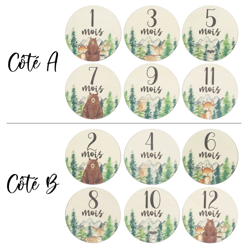 

67JC 6pcs Baby Monthly Milestone Photo Props Double Sided for Newborn Babies Shower Gift Growth Card