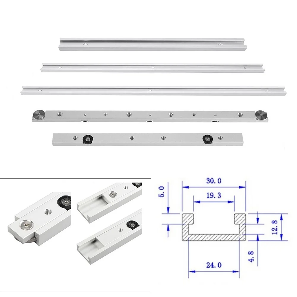 Table Saw Miter T track T-Slot 1pc 300mm/450mm Aluminium Alloy Miter Bar Miter Track Silver Slider New Quality enlarge