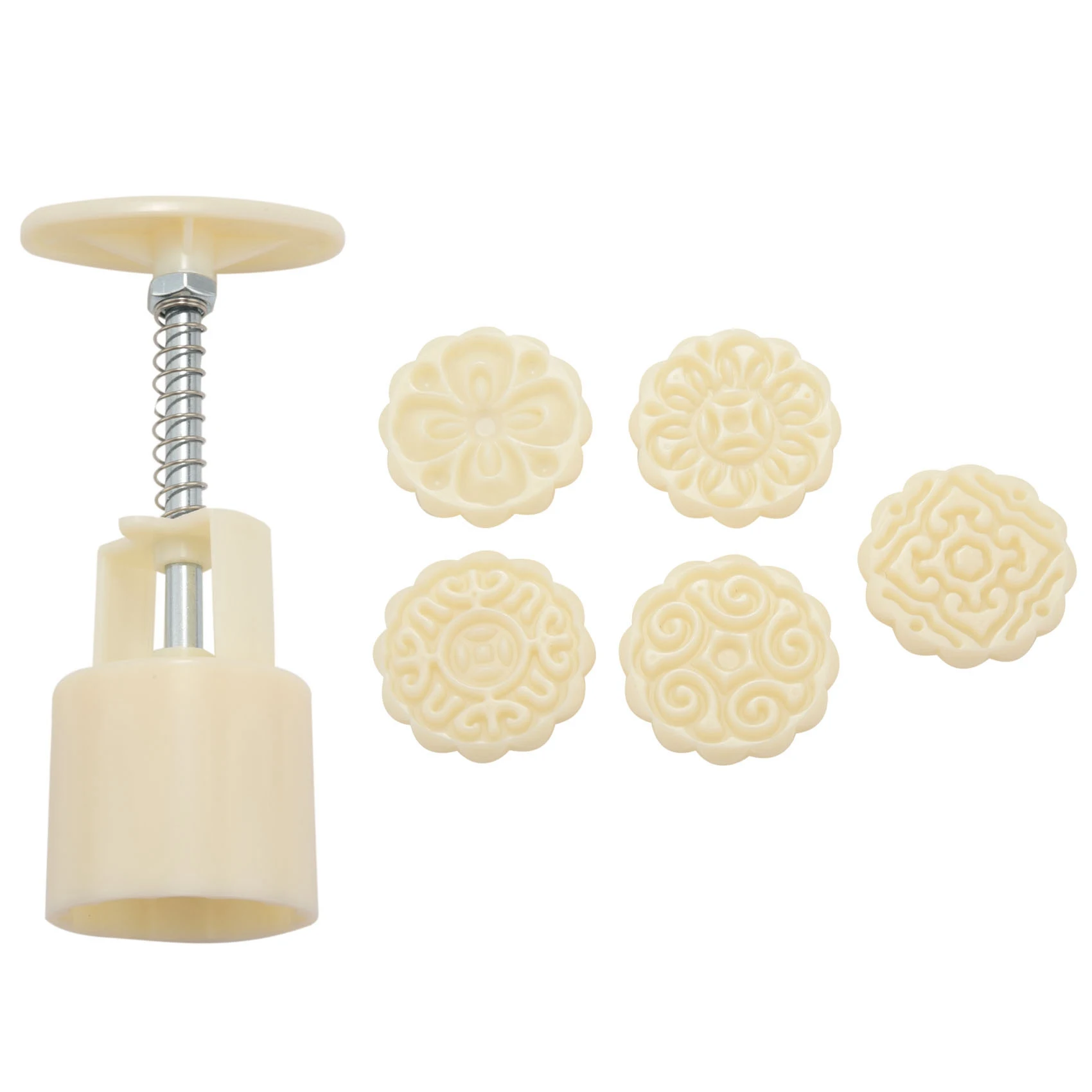 Mid-Autumn Festival Hand-Pressure Moon Cake Mould with 6 Stamps Cookie Mold Flowers Design CookieMoon Cake Mold