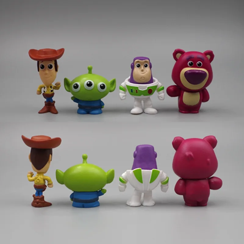 

4PCS/SetDisney Toy Story Woody Buzz Lightyear Q Version Action Anime Figures Mini Dolls Kids Kawaii Toy Model Cute Children Gift
