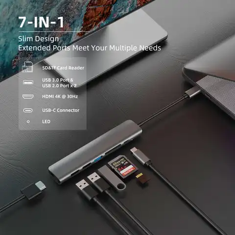 USB 3.0 Type-C-HDMI адаптер 4K Thunderbolt USB C концентратор с концентратором 3,1 3,0 TF SD ридер слот PD для MacBookPro Air USB C разделитель