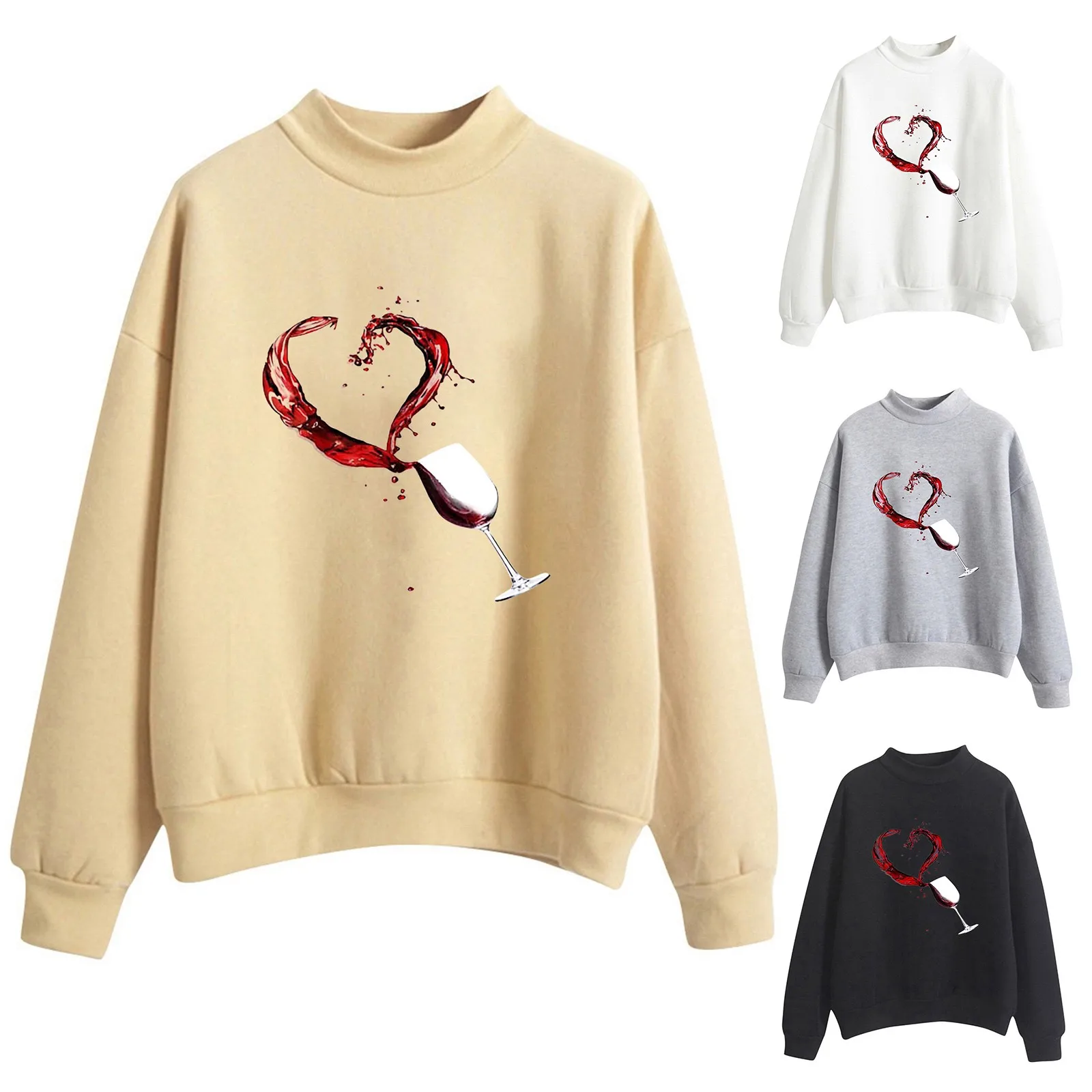 

Distressed Tees Women Distressed Top Women's 3D Print Sweatshirt Pullover Red Wine Glass Distressed Tees Women Distressed Top