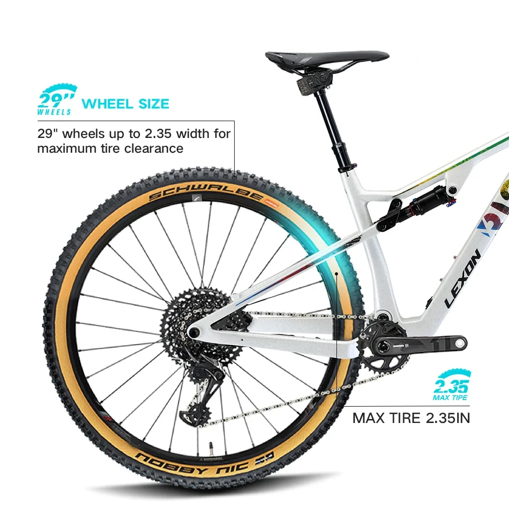 Фото 2025 LEXON Mountain для велосипеда XC, MTB рамы, карбоновые полная подвеска CYCL 29 Boost DNM ROCKSHOX SHOCK DPD.XDP, БЕЛЫЙ №2
