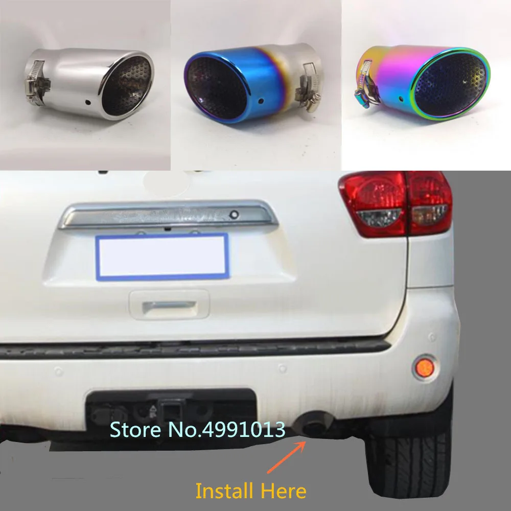 

Car Cover Muffler Exterior Pipe Dedicate Exhaust Tip Tail Outlet Ornament Vent For Toyota Sequoia 2008 2009 2010 2011-2014-2018