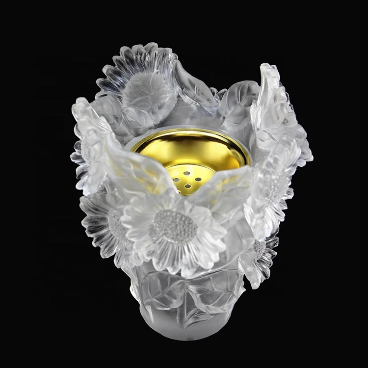 

Fengming Custom 6.4kg Modern Handmade Glass Tulip Incense Burner Crafts For Office Decoration