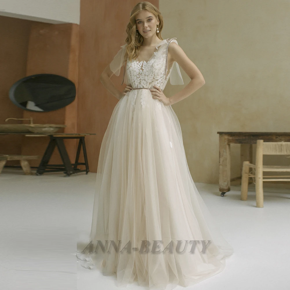 

Anna Wedding Dress 2022 Mariages Strapless Applique Sleeveless Simple Tank Court Train A Line Backless Vestido De Casamento