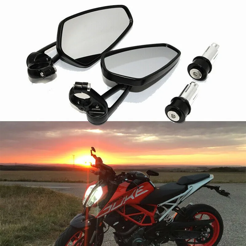 

1 Pair 7/8\"22mm Motorcycle Mirror Scooter E-Bike Mirrors Rear View Black Handle Bar End Side Rearview Mirrors