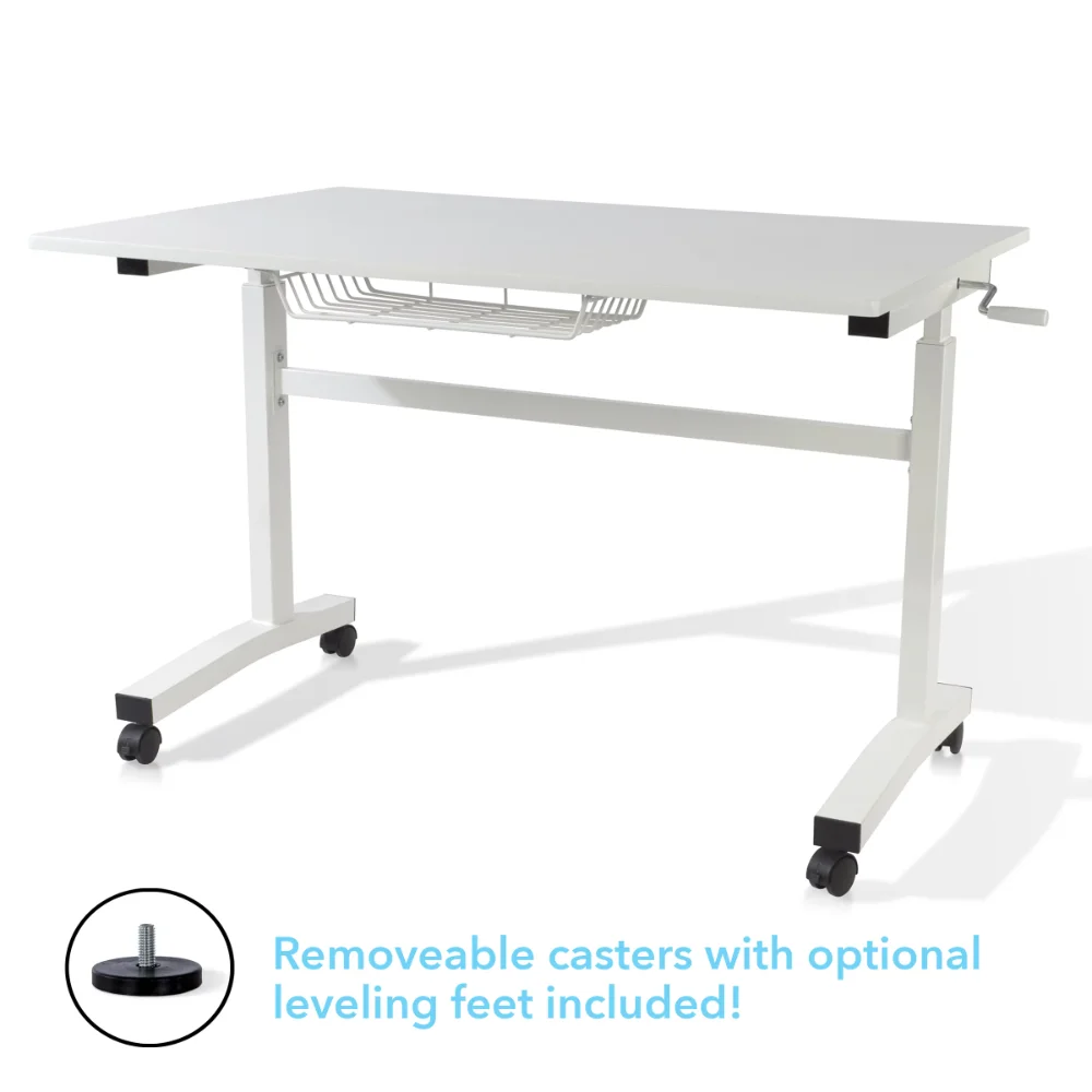 

Atlantic 28-41" Height Adjustable Desk - Sit or Stand, with Rolling Casters, White