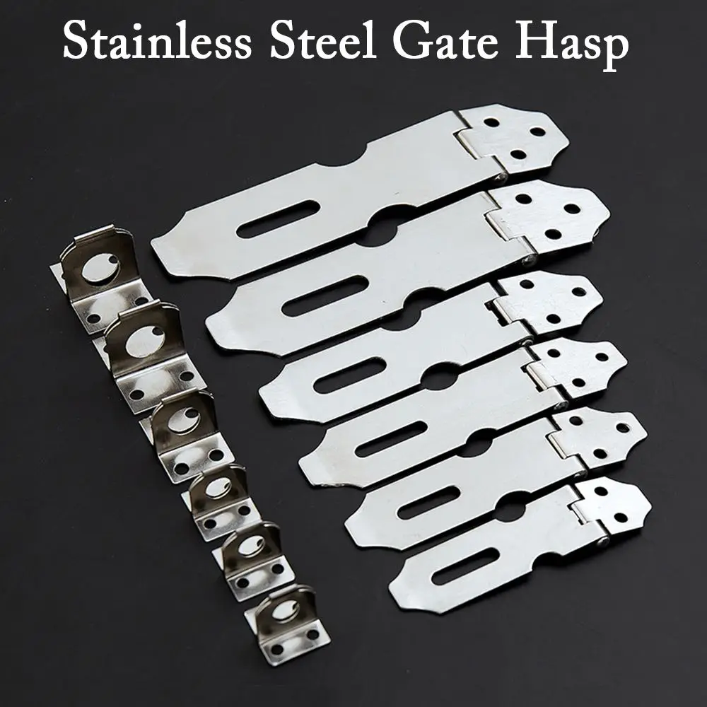 

Stainless Steel Gate Door Lock Padlock Solid Clasp Anti Theft Hasp Staple Shed Latch Household Burglar-proof Hardware