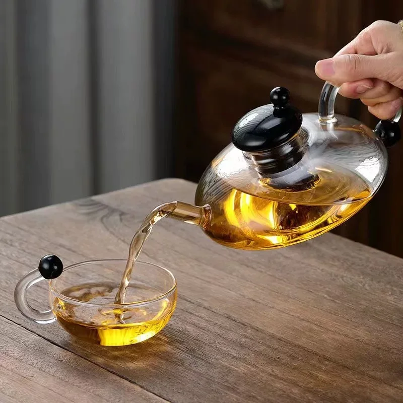 Термостойкий стеклянный чайник с дизайном хвоста мыши боросиликатный материал