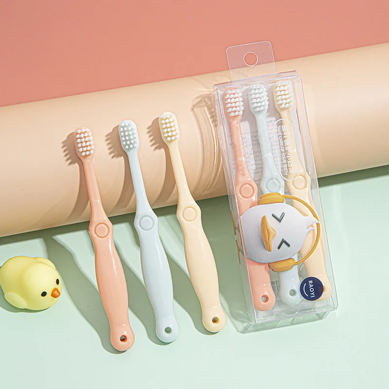 

3pcs / set sweet candy color kids toothbrush non-slip grease handle small head soft bristle kids training toothbrush oral care