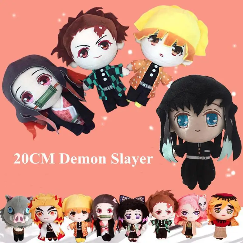 

Плюшевая кукла-Рассекатель демонов, 6 дюймов, 20 см, стоящая Аниме Кукла-хватчик, Tanjiro Bean, девять колонн мужества, кавайный Рождественский пода...