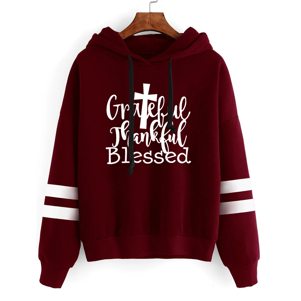 

Thankful Grateful Hoodie Thanksgiving Day Clothes Women Fall Tops Aesthetic Blessed Hoodies Women Harajuku Kawaii Clothes L