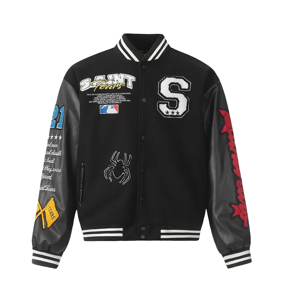 Летная куртка с вышивкой BIGTHING Saint Michael Tears винтажная бейсбольная форма