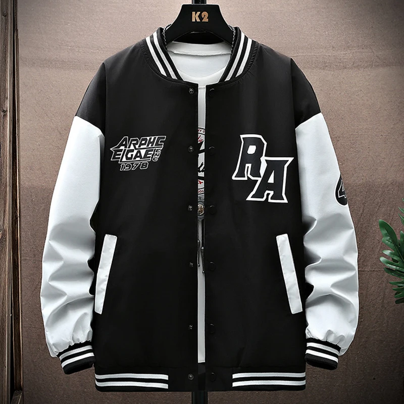 

Куртка мужская бейсбольная, дышащая верхняя одежда, удобный костюм в стиле пэчворк, для старшей школы, Размер 3XL