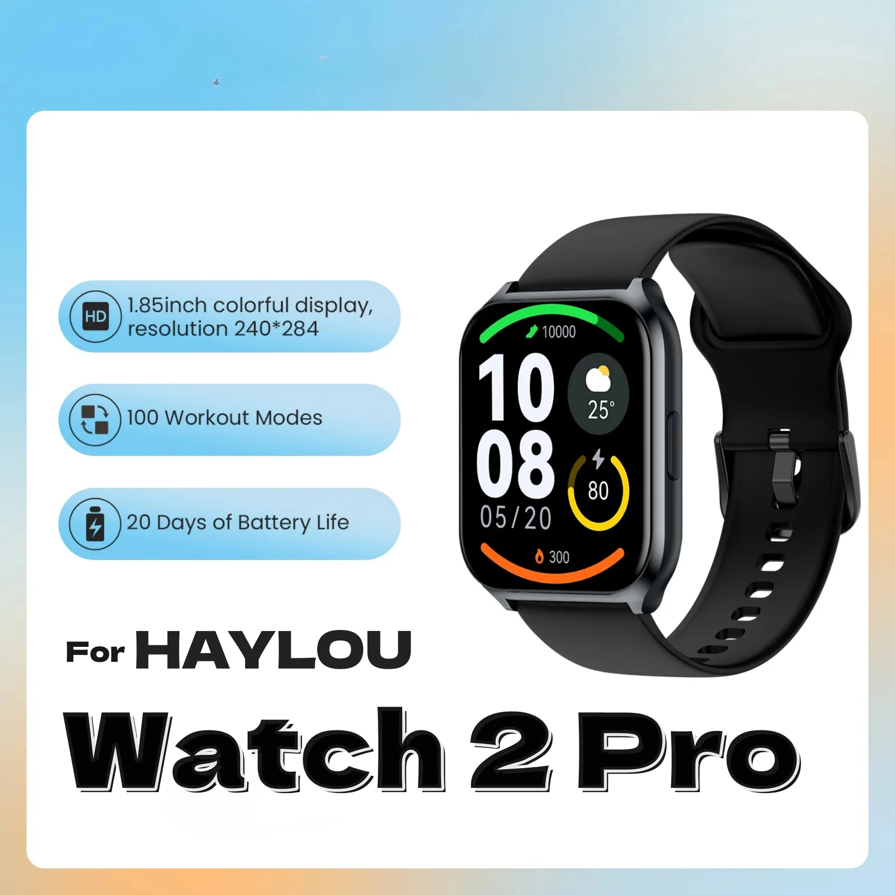 

Смарт-часы для HAYLOU Watch 2 Pro (LS02 Pro), 1,85 дюйма, большой дисплей, 100 + спортивные водонепроницаемые Смарт-часы для фитнеса
